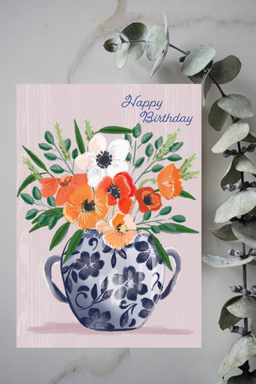 Poppy Vase Birthday Card
