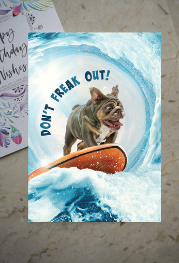 Surfing Dog Funny Birthday Card