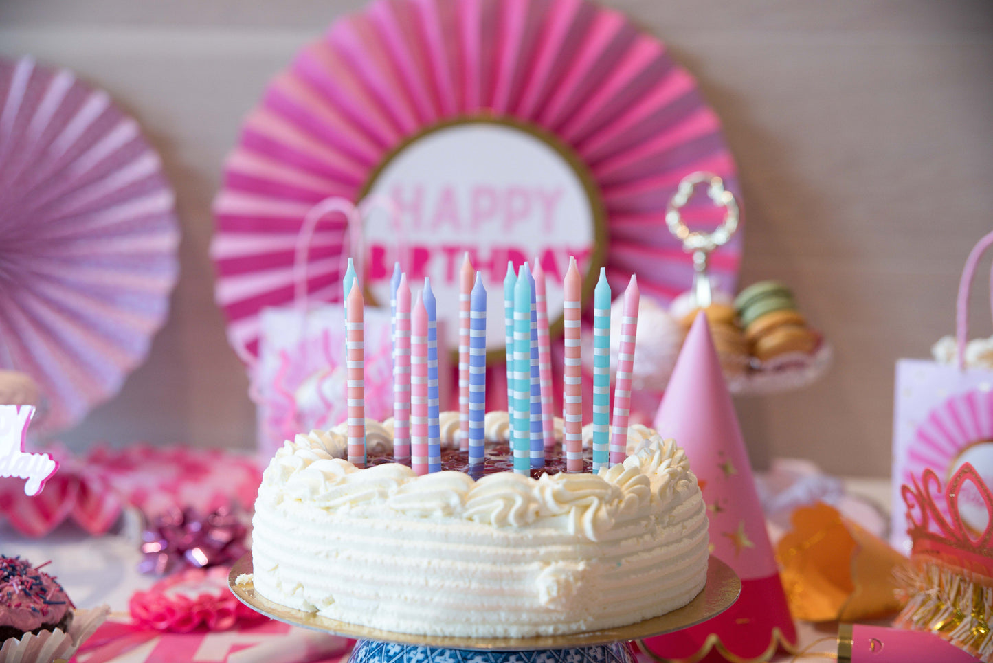 Pastel Striped 16 Candle Set
