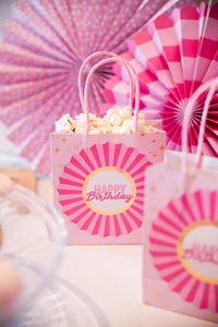 Pink Happy Birthday Favor Bags Set of 6