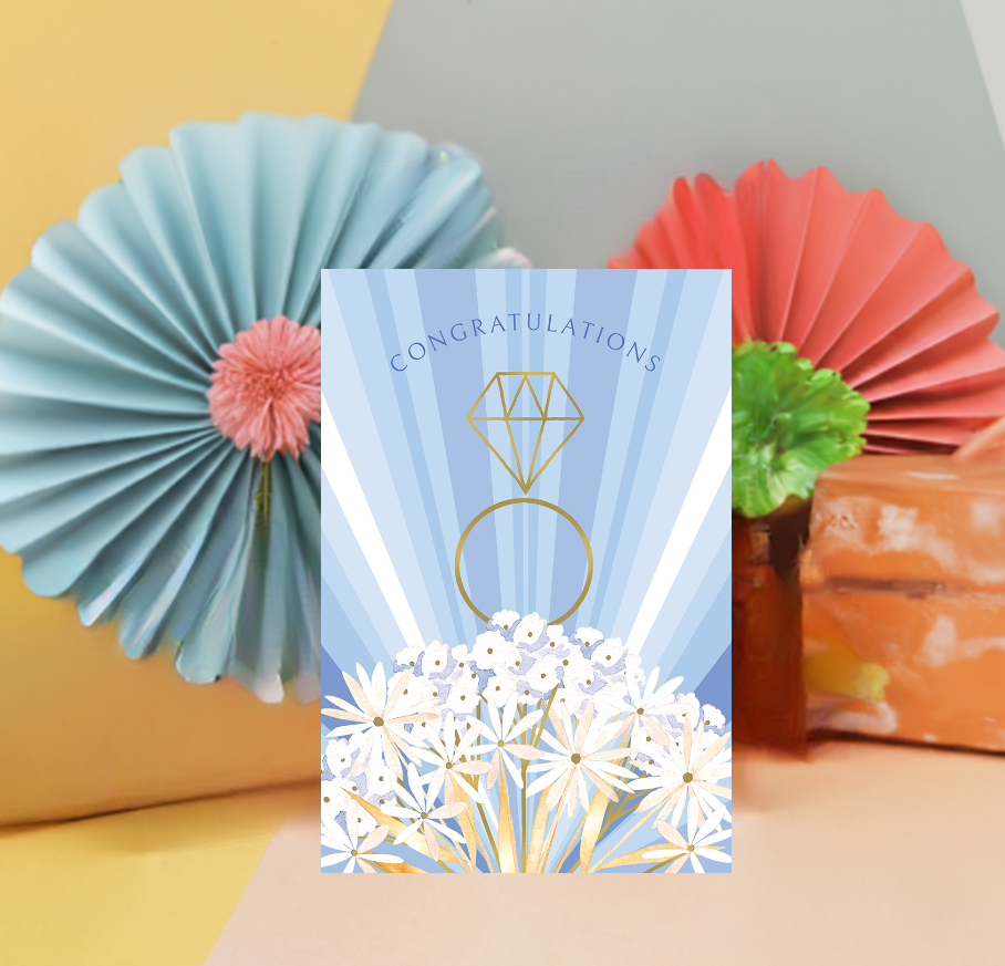 Floral Ring Engagement Card