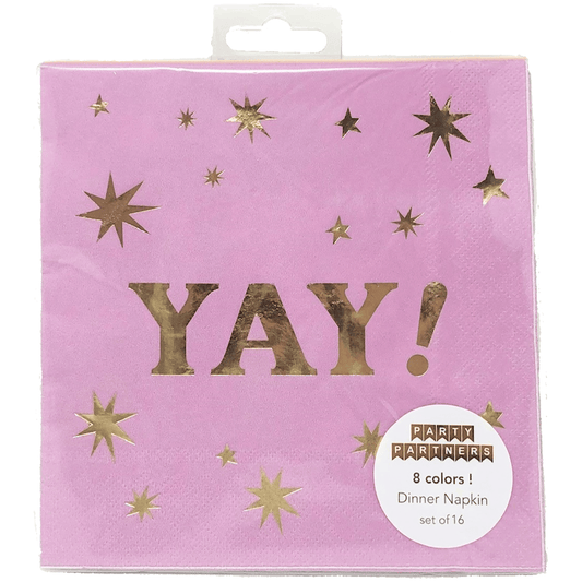 Pastel YAY! Din napkins by Party Partners, colorful disposable napkins with fun design, ideal for birthday parties and celebrations.