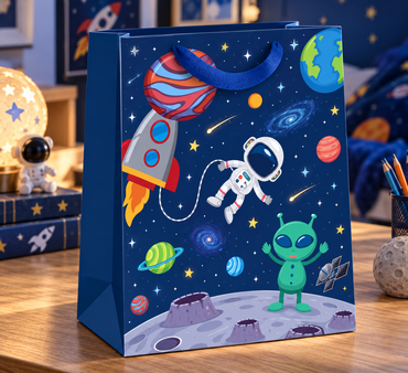 Medium AB PICTURA astronaut gift bag featuring space-themed design with an astronaut illustration on a white background.