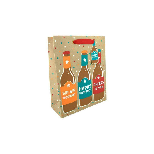Large Bday Beer gift bag by Love Vivid featuring colorful birthday-themed design for celebrating special occasions.