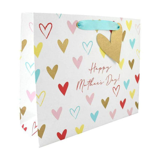Large Love Vivid Mother's Day Heart Gift Bag with pink and red floral design and handles for special gift-giving occasions.