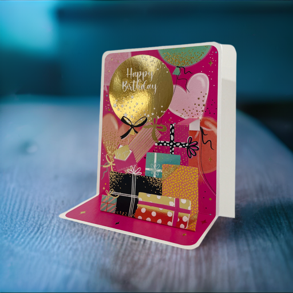Gold Balloon Pop-up Small 3D Birthday Card