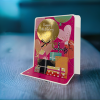 Gold Balloon Pop-up Small 3D Birthday Card