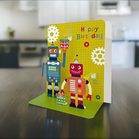 Robots Pop-up Small 3D ﻿Happy Birthday Card