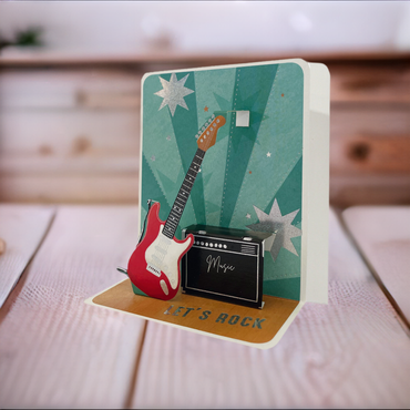 Birthday Card 3D Pop Up Card Guitars Music Rock