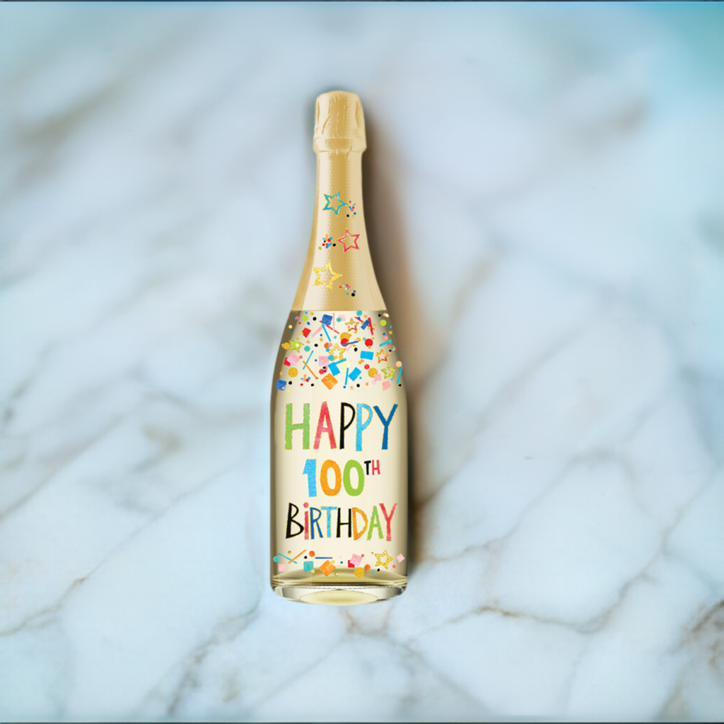 100th Birthday Confetti Birthday Champagne sound Card