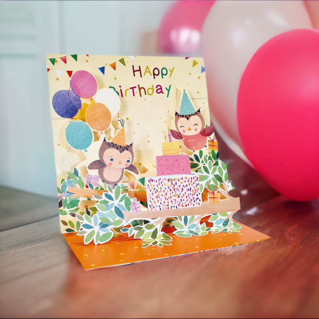 Owls Birthday Pop-up Large 3D Card