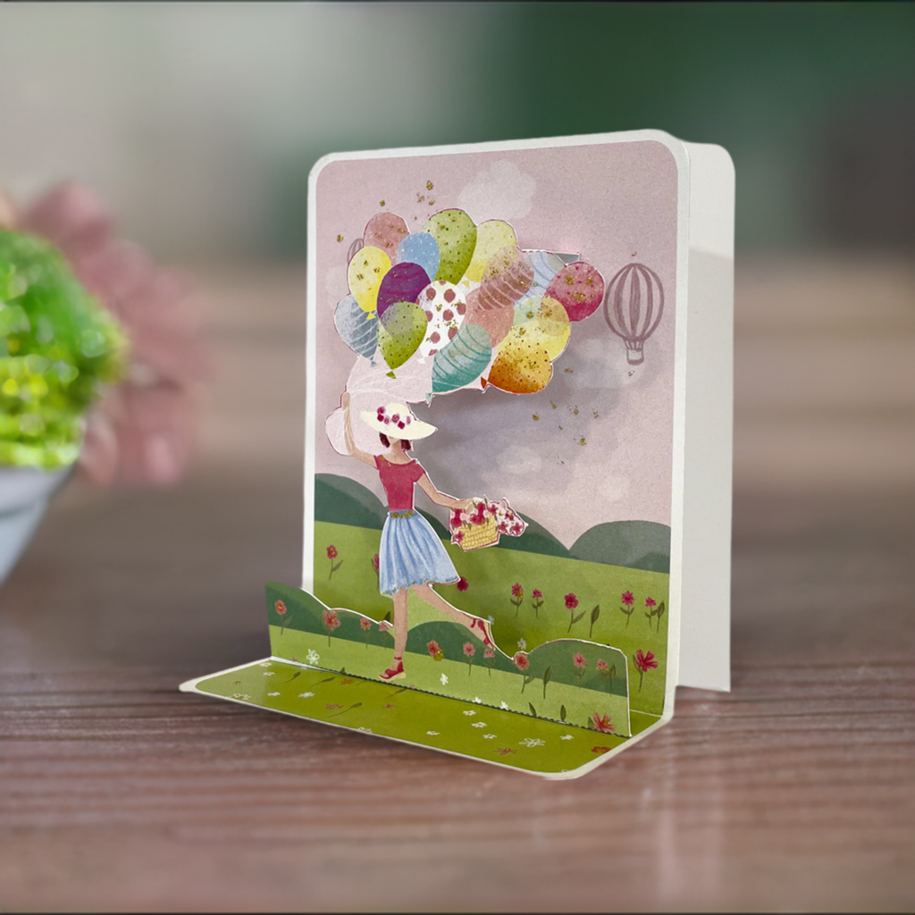 Balloon Lady Pop-up Small 3D Card