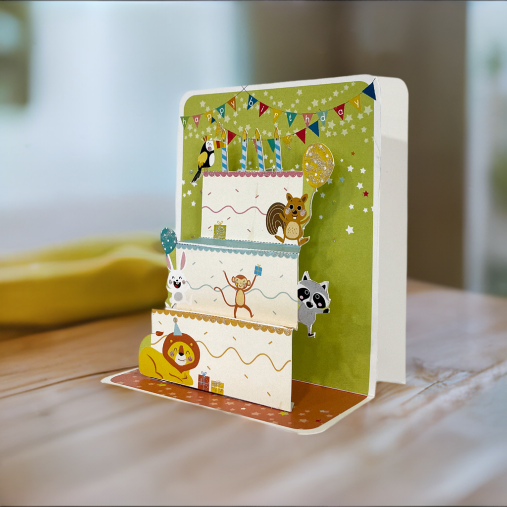 Animal Cake Birthday Pop-up Small 3D Card