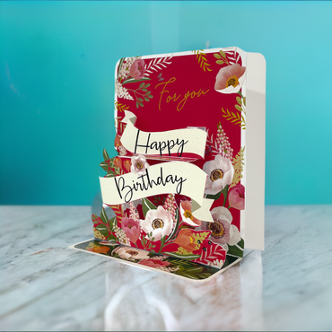 Red Bday Birthday Pop-up Small 3D Card