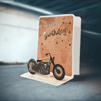 Pictura motorcycle small pop-up card featuring a detailed 3D motorcycle design on a folded greeting card.