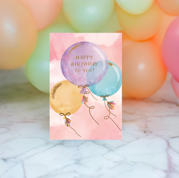 Cloudy Sky Balloons Birthday Card