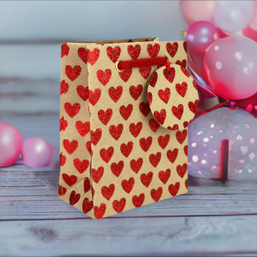 Glitter Hearts Small Gift Bag