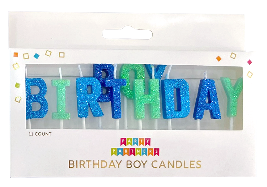 Party Partners candle set featuring Boy-themed candles, ideal for birthday celebrations and party decor.