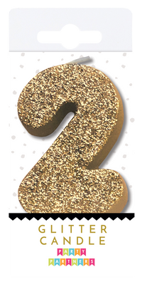 Glitter number 0 candle by Party Partners, decorative candle with sparkling finish, perfect for birthday celebrations.