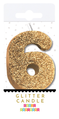 Glitter number 0 candle by Party Partners, decorative candle for celebrations, with shiny glitter finish and numeral design.
