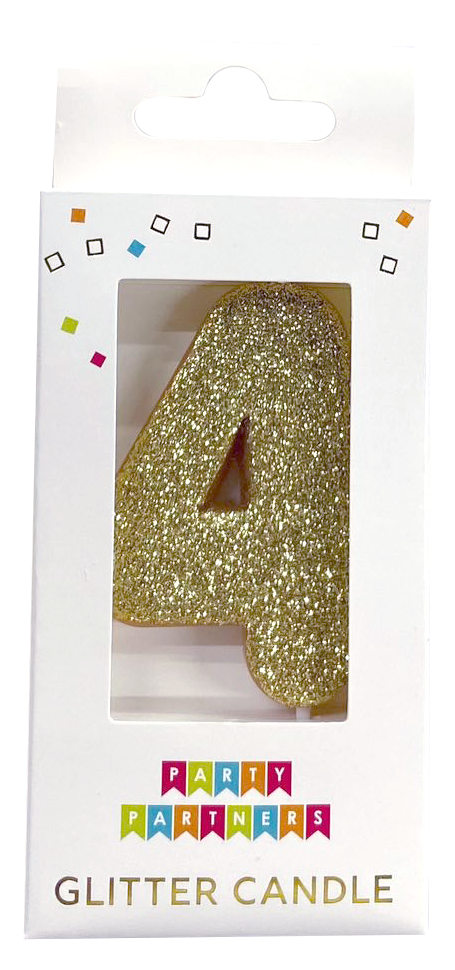 Glitter number 0 candle by Party Partners, decorative numeric candle for celebrations, with sparkling glitter finish.