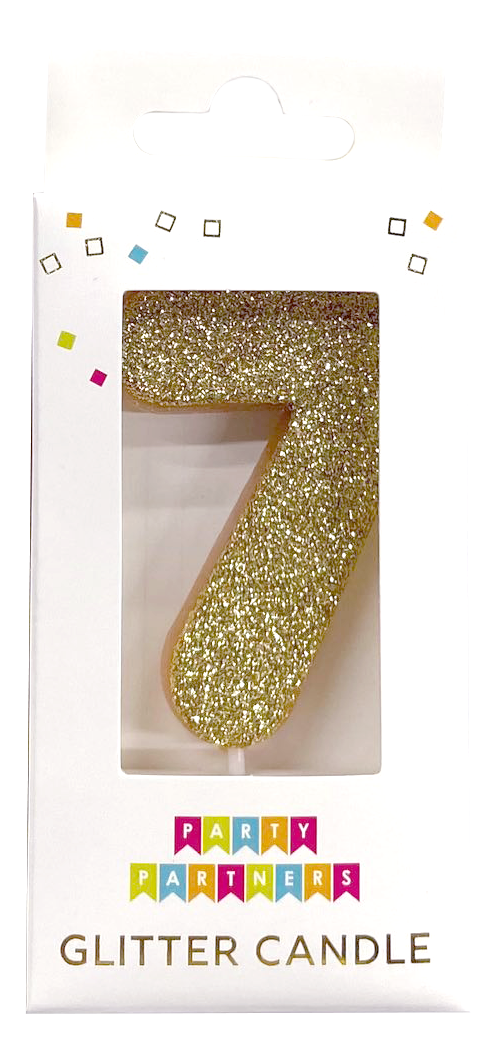 Glitter number 0 candle by Party Partners, decorative candle with sparkling gold glitter for celebration cakes