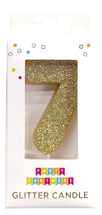 Glitter number 0 candle by Party Partners, decorative candle with sparkling gold glitter for celebration cakes