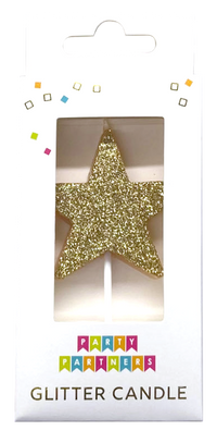 Glitter number 0 candle from Party Partners, decorative candle with sparkling glitter finish, perfect for birthday celebrations.