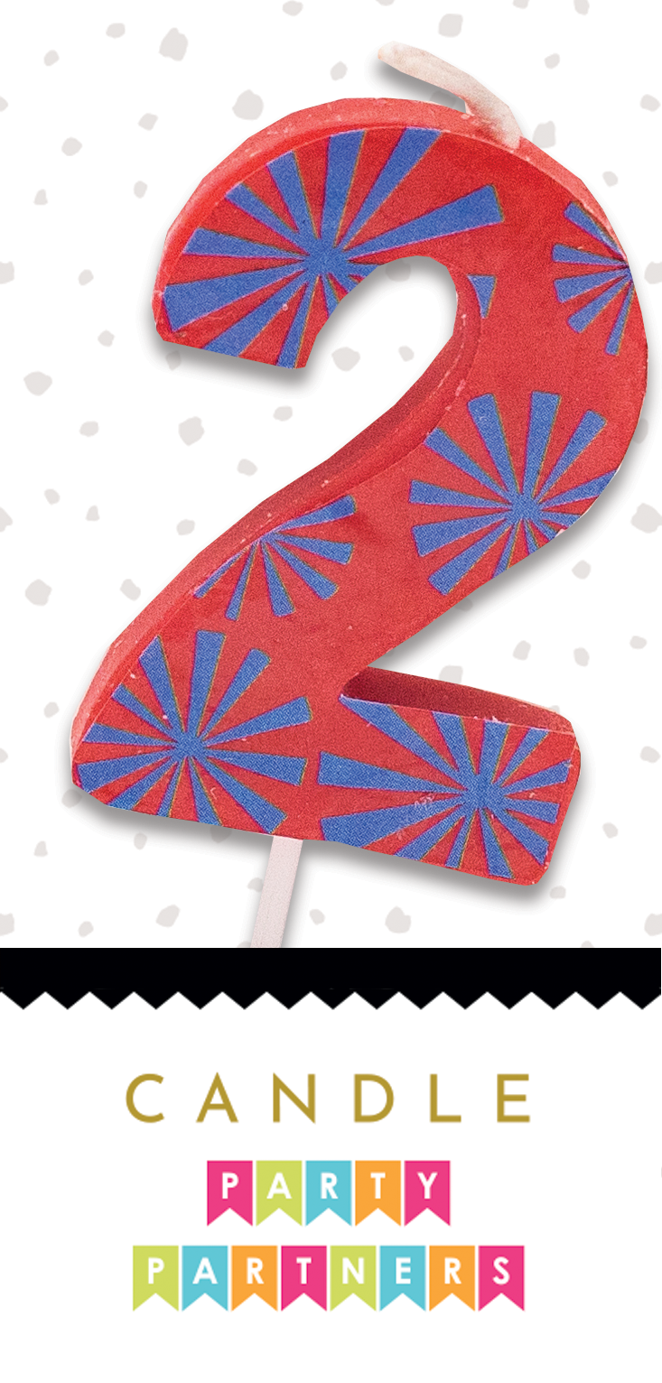 Number Decal Candle 3 by Party Partners, a decorative candle with a bold number three decal for celebrations.