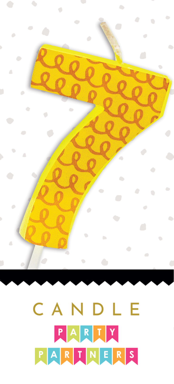 Number 3 candle from Party Partners' Number Decal Candle collection, featuring a decorative numeral candle for celebrations.