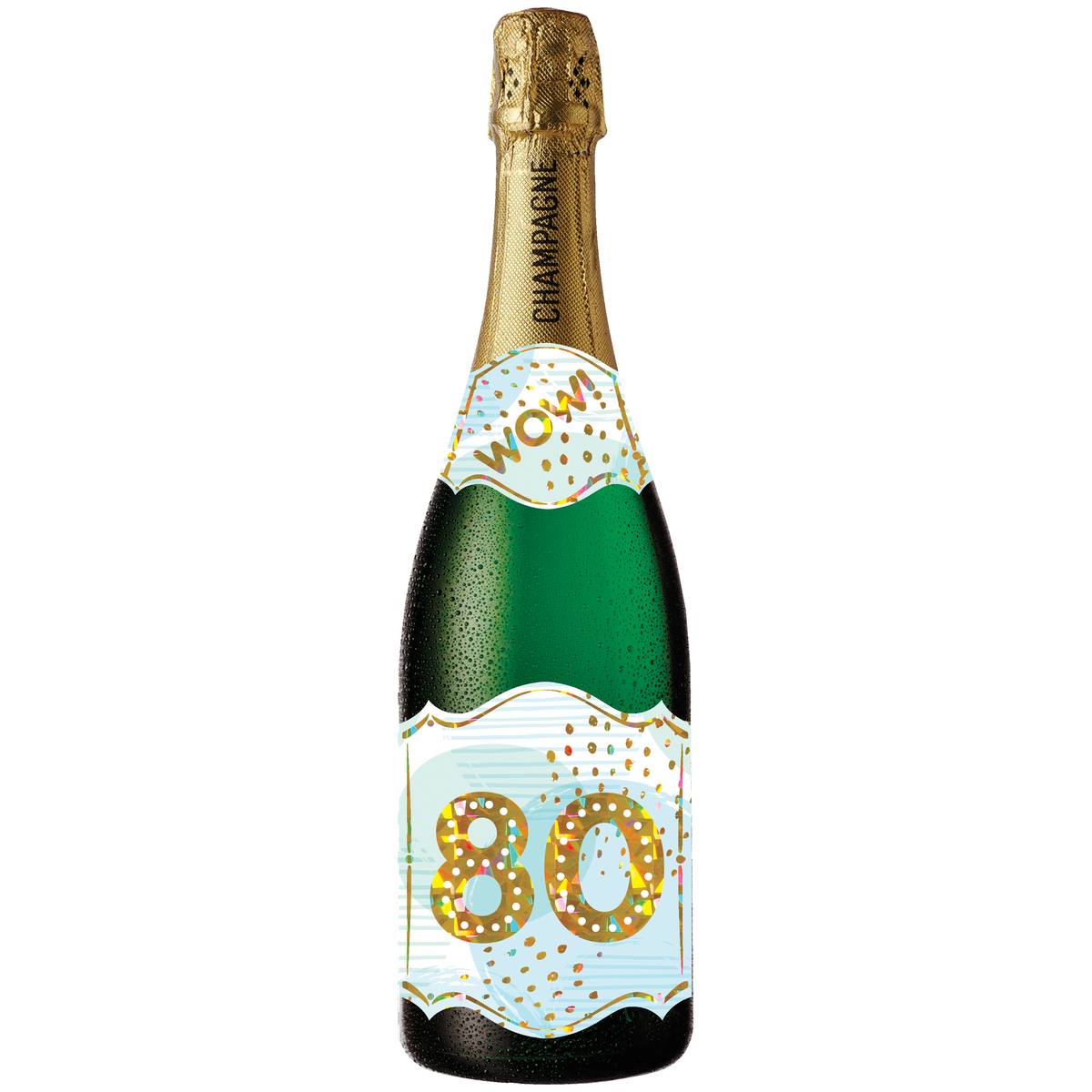 Pictura 80th Birthday Champagne Sound Card featuring celebratory champagne bubbles and festive design for milestone celebrations