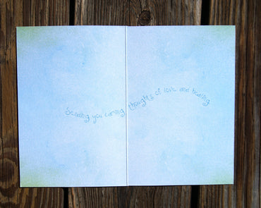 Pictura Stardust Get Well everyday card with celestial design and uplifting message on a white background.