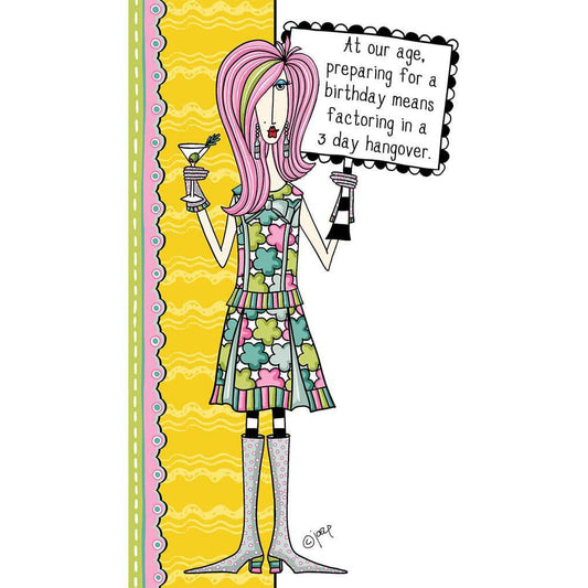 Pictura Hangover Birthday Card Dolly Mamas for everyday occasions, featuring playful illustrated design on white card stock