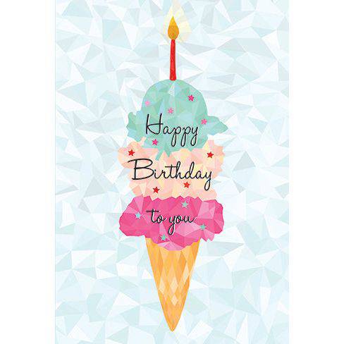 Pictura Ice Cream Cone Birthday Card featuring a colorful illustrated ice cream cone on an everyday greeting card.