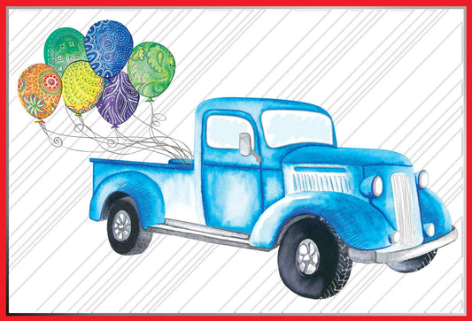 Blue truck birthday card from Pictura featuring a cheerful truck design, perfect for celebrating birthdays.