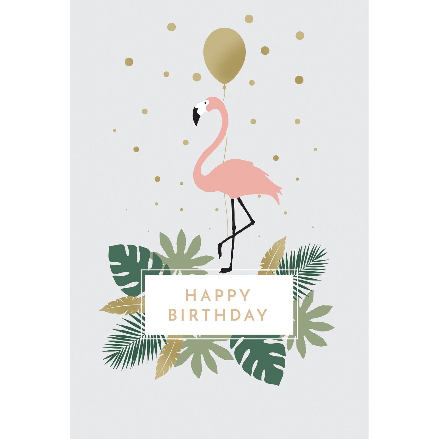 Birthday Card Flamingo & Golden Balloon - Cardmore