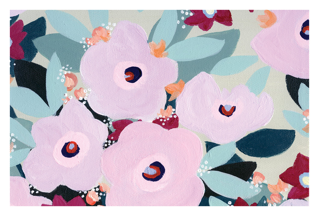 Blank Note Card Painted Flowers - Cardmore