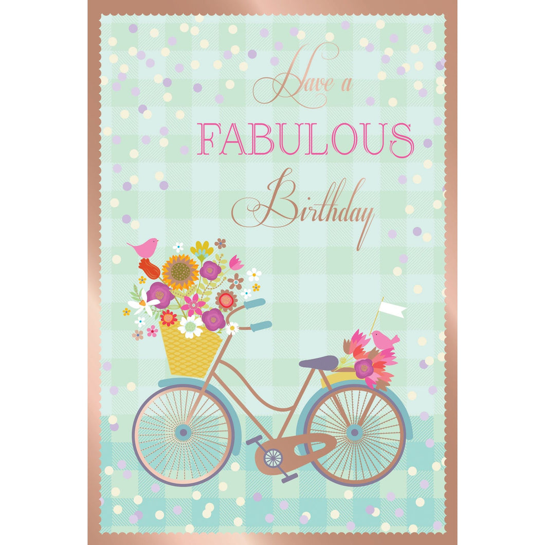 Birthday Card Bike With Flowers - Cardmore