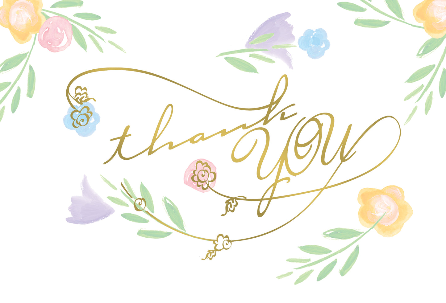 Thank You Card Text And Florals - Cardmore
