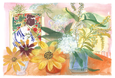 Friendship Card Lady Reading With Flowers - Cardmore