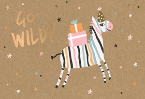 Birthday Child Card Get Wild Zebra Kraft - Cardmore