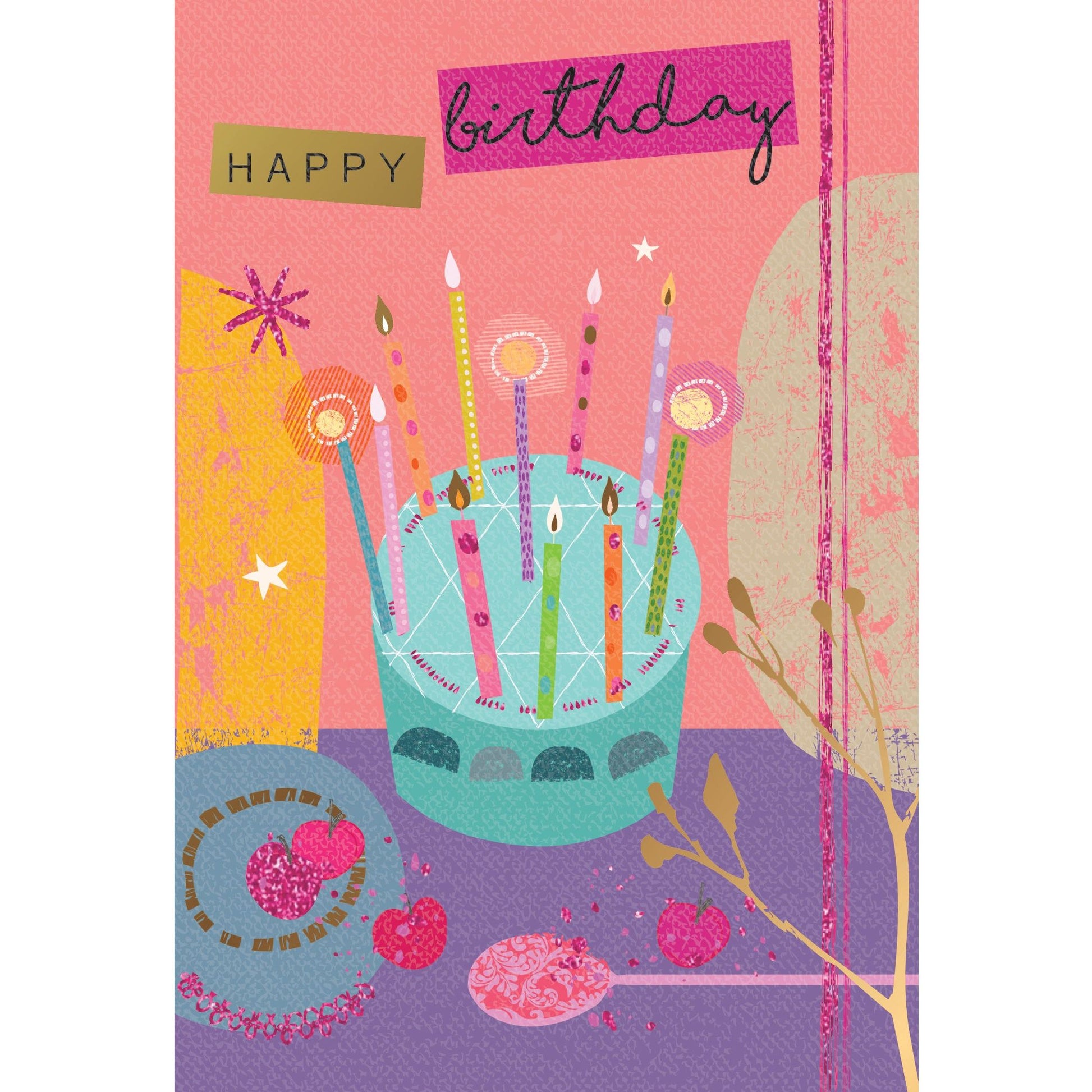 Birthday Card Cake And Apples - Cardmore