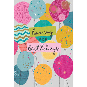 Birthday Card Hooray Colorful Balloons - Cardmore