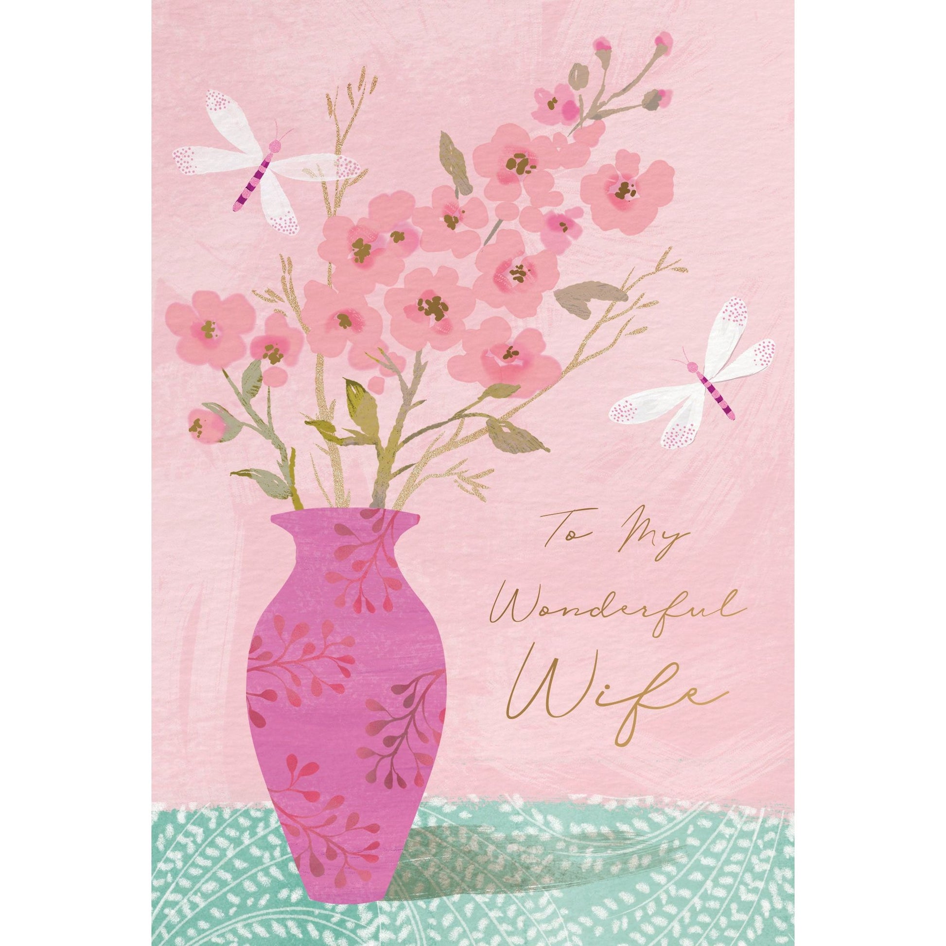 Birthday Wife Card Tall Vase Of Blossoms - Cardmore