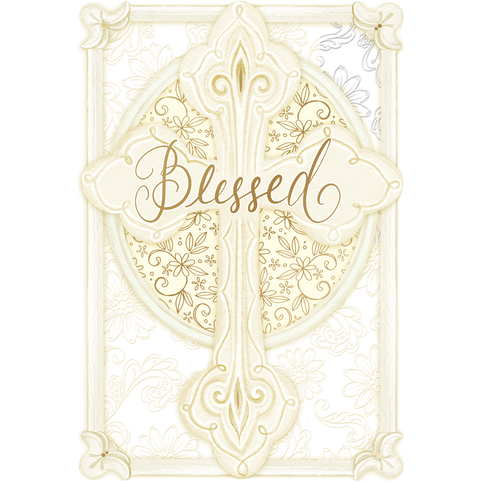 Christening Card Blessed Cross Sienna's Garden - Cardmore