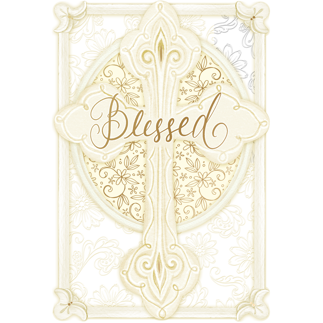Christening Card Blessed Cross Sienna's Garden - Cardmore
