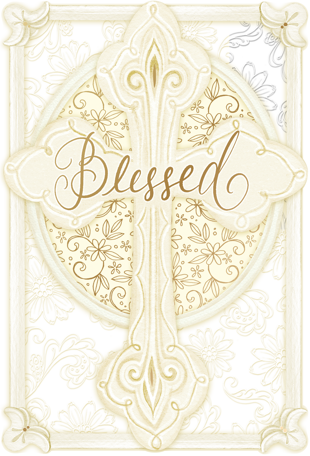 Christening Card Blessed Cross Sienna's Garden - Cardmore