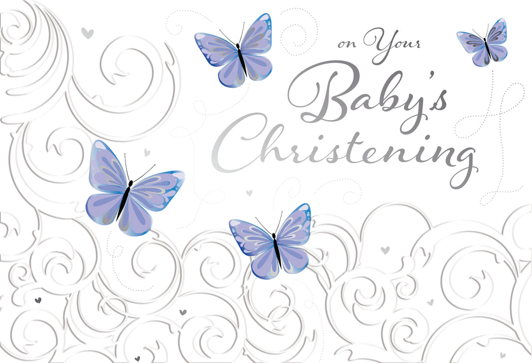 Christening Card Butterflies - Cardmore