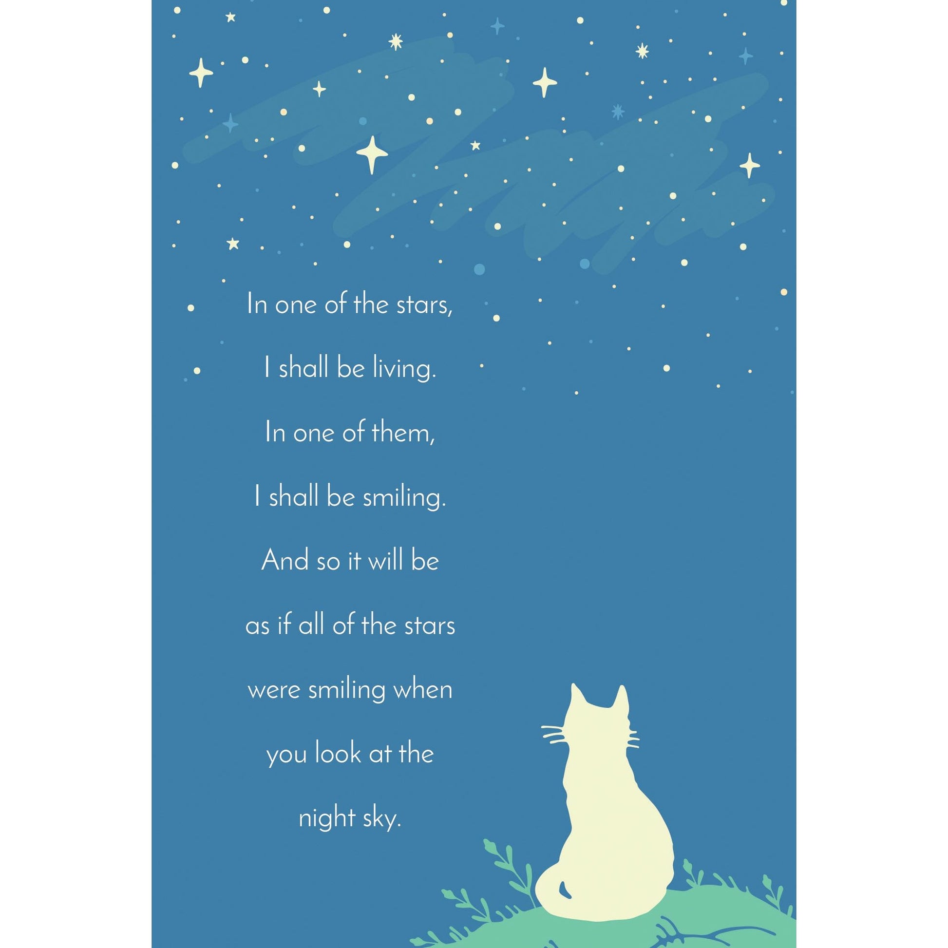 Sympathy Card Cat Watching Stars - Cardmore