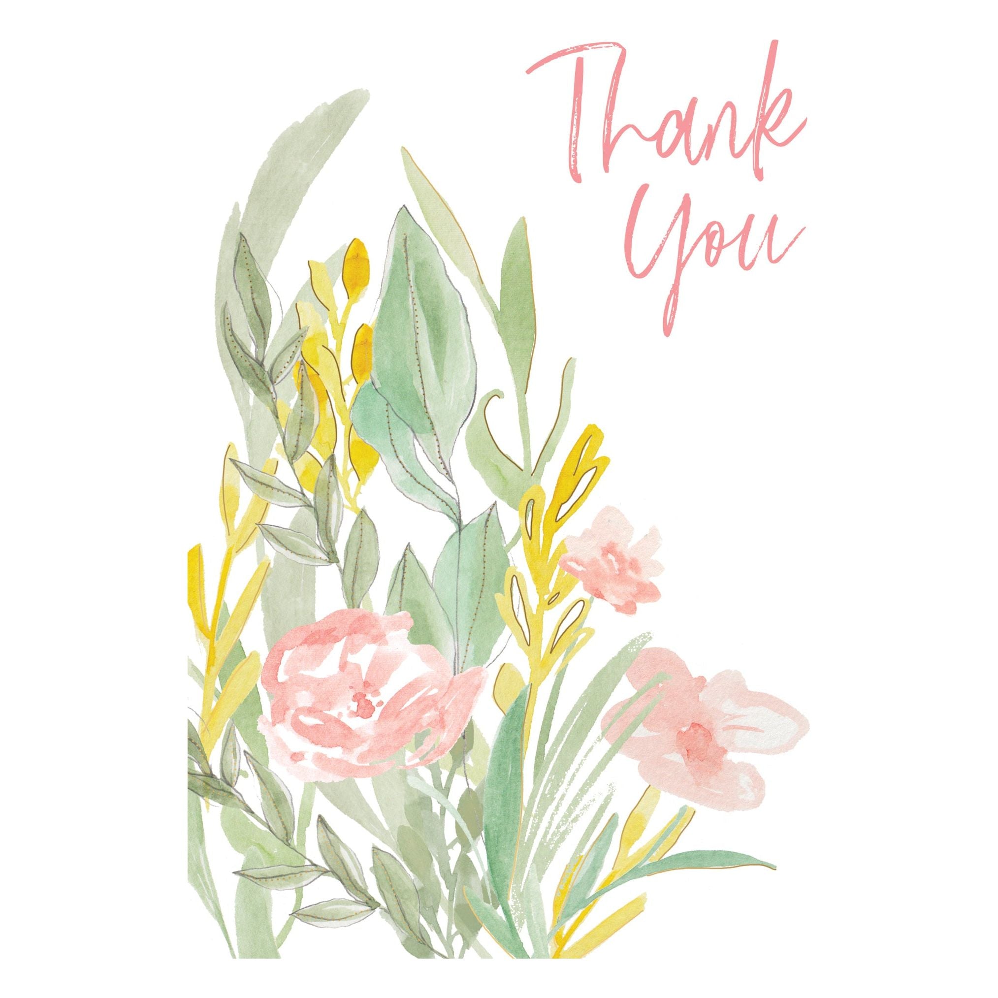 Muted Watercolor Flowers Thank You Card - Cardmore